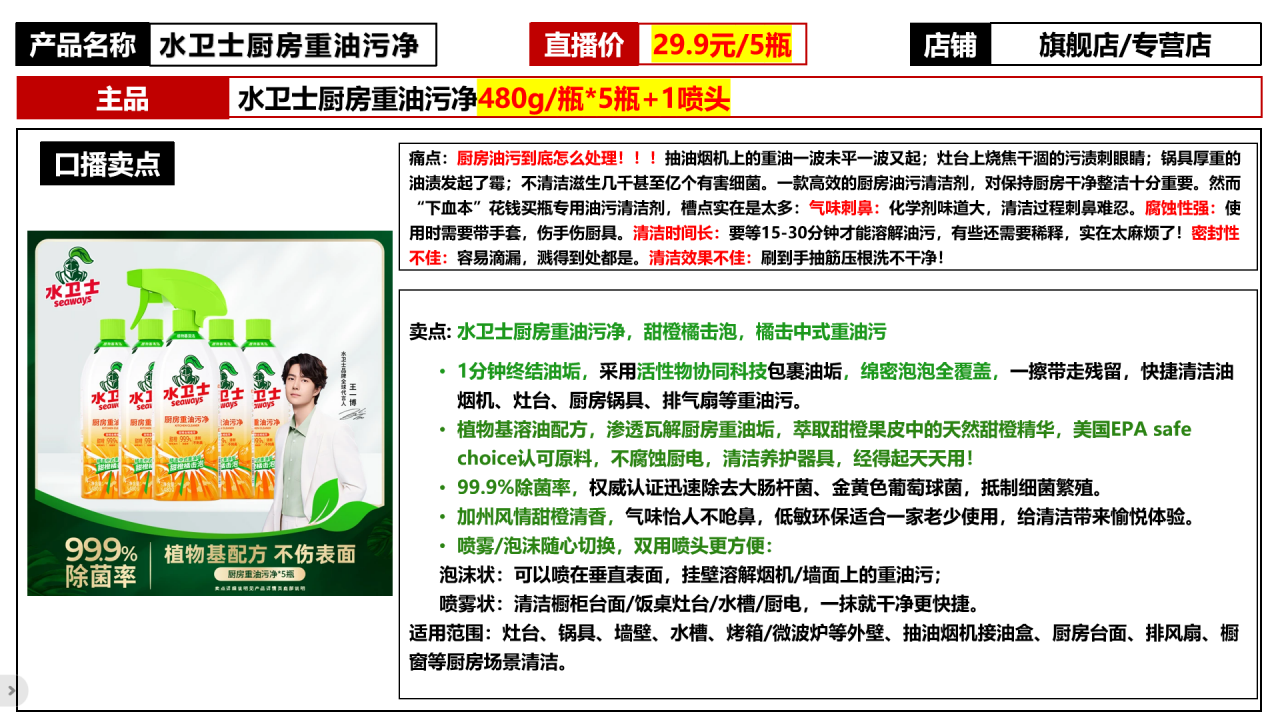 当前产品直播话术稿
